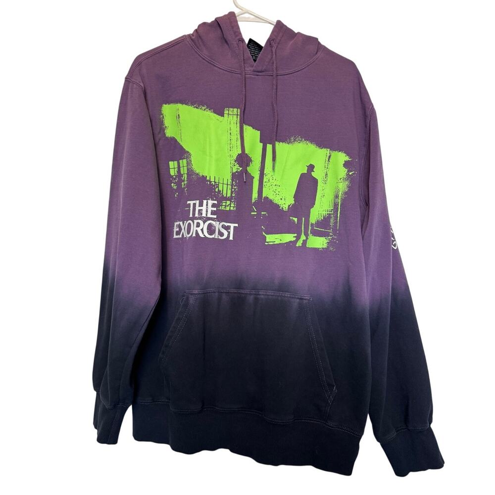 The Exorcist Hoodie Purple Black Fade Horror Graphic Sweatshirt